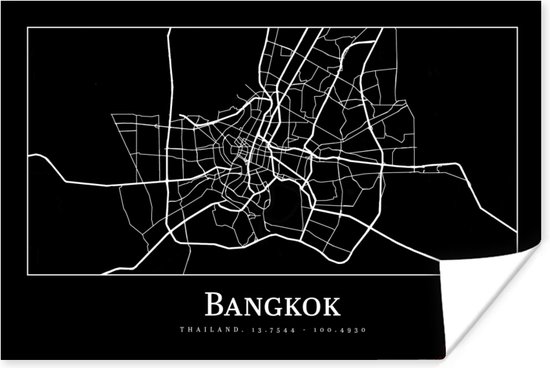 Affiche Bangkok - Carte - Plan de ville - Plan d'étage - 30x20 cm