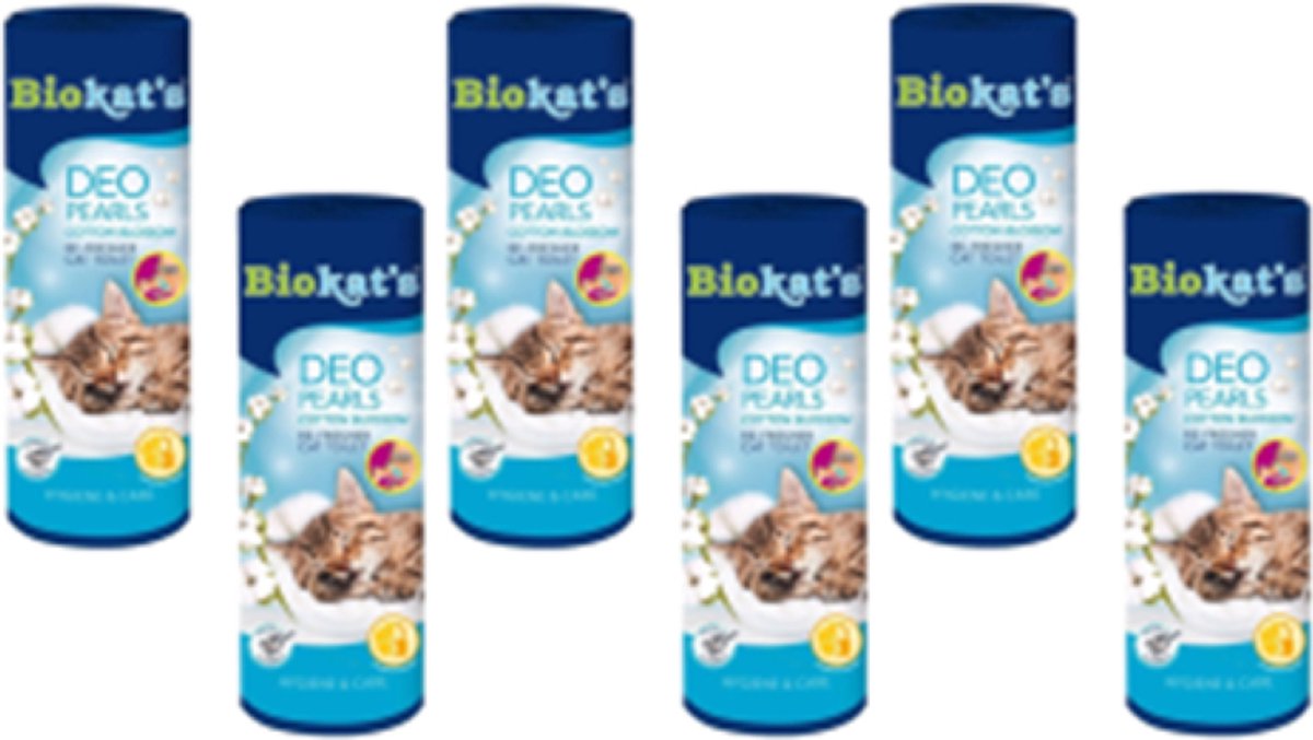 6x Biokat's Deo Pearls Cotton Blossom - Kattenbakverfrisser - 700g