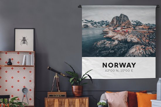 Tapisserie - Tissu mural - Norvège - Scandinavie - Montagnes - Hiver - 150x150 cm - Tapisserie
