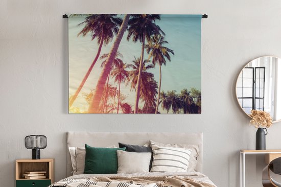 Tenture murale - Tapisserie murale - Palmier - Été - Rétro - Soleil - 180x135 cm - Tapisserie murale