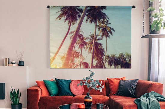 Tenture murale - Tapisserie murale - Palmier - Été - Rétro - Soleil - 180x135 cm - Tapisserie murale