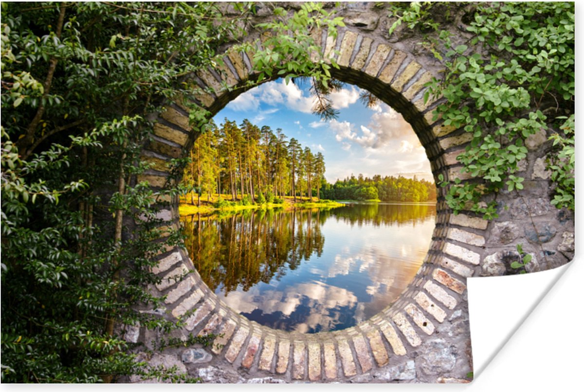 Poster Bomen - Water - Doorkijk - 120x80 cm