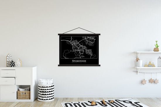 Porte-affiche avec affiche - Affiche scolaire - Spijkenisse - Carte - Plan de la ville - Plan d'étage - 150x113 cm - Lattes noires