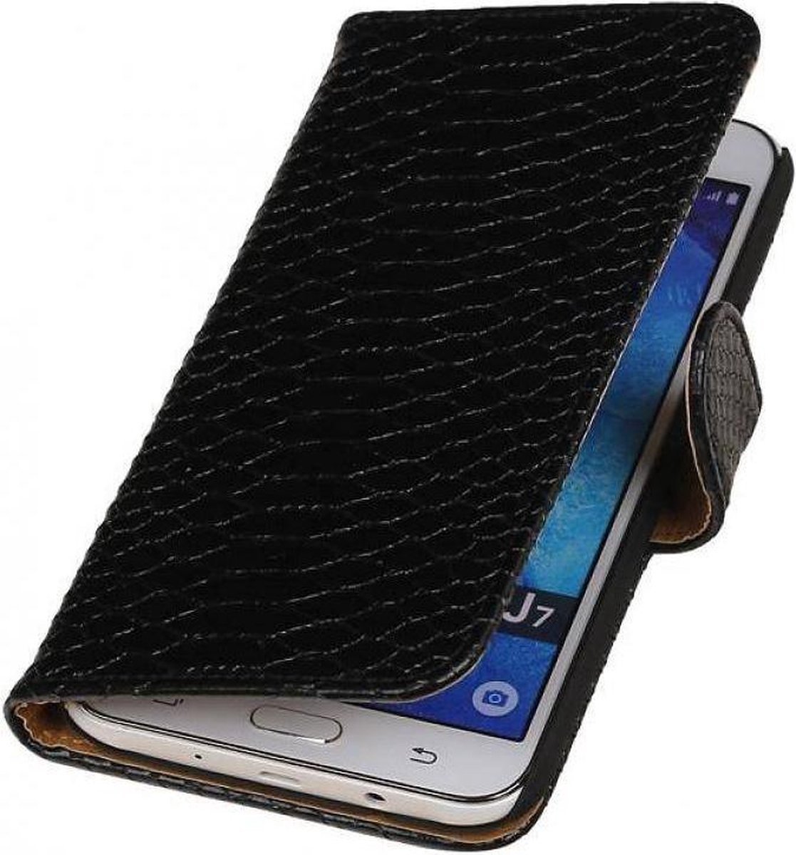 Slang Bookstyle Hoes - Geschikt voor Samsung Galaxy J7 Zwart