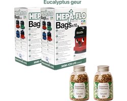 Numatic - 2x Stofzuigerzakken + 2x Geurkorrels (eucalyptus geur) - Hepa flo bags - Voor Henry/Hetty - NVM 1CH X10 - COMBIDEAL