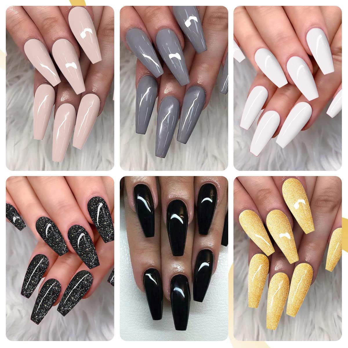 6 kleuren UV gel nagellak, naakt wit zwart glitter gele kleur, 15ml gel nagel, losweken gel nagellak set art manicure 6st