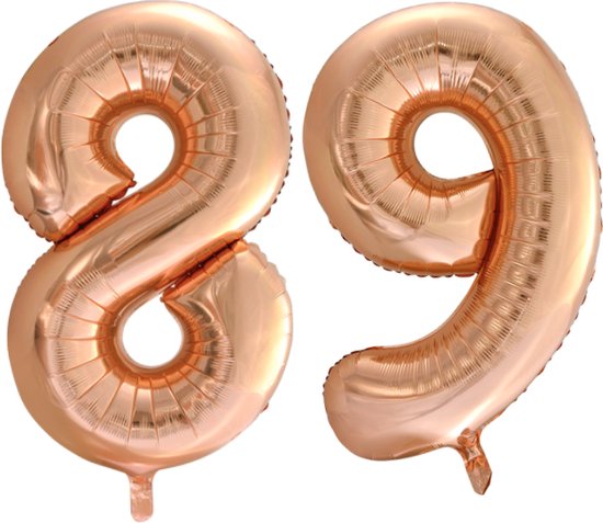 Folieballon 89 jaar Rose Goud 66cm