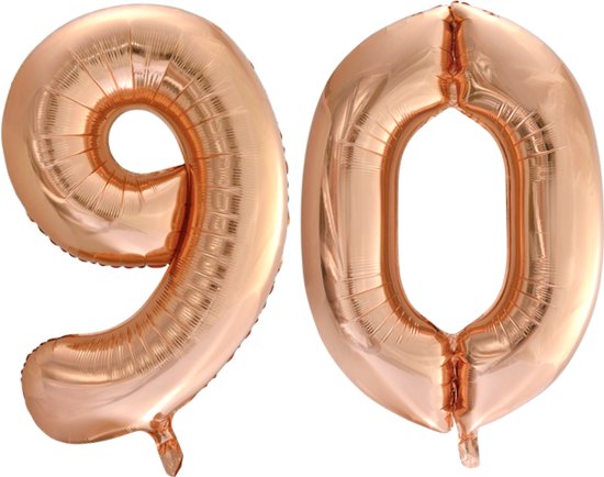 Folieballon 90 jaar Rose Goud 66cm