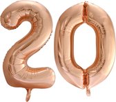 Folieballon 20 jaar Rose Goud 66cm