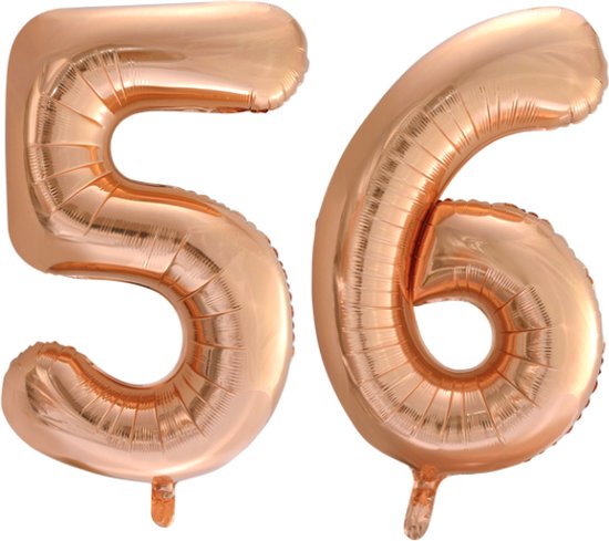 Folieballon 56 jaar Rose Goud 66cm