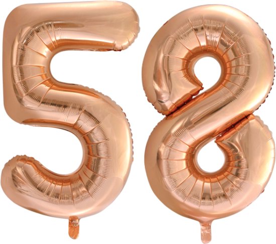 Folieballon 58 jaar Rose Goud 66cm