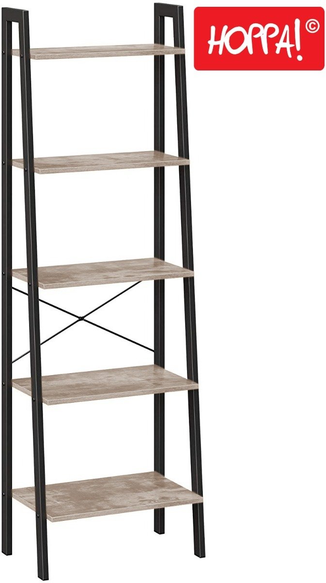 Hoppa! 5-laags ladderkast | Greige/Zwart | Metaal | 56 x 32 x 170 cm (L x D x H)