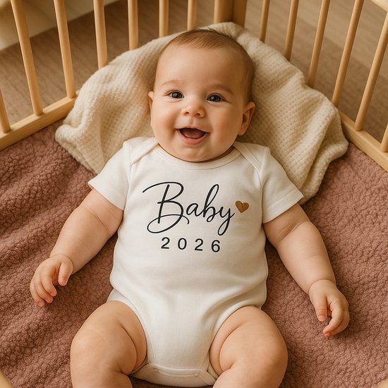 LuukyBB - Baby Rompertje 2026 - Wit Goud - Aankondiging Zwangerschap Bekendmaking Zwangerschapsaankondiging - 3 Maanden Maat 62 - Jullie Worden Opa en Oma - In Verwachting Cadeau - In Verwachting Aanstaande Mama Papa - Oom Tante - Pregnancy Announce