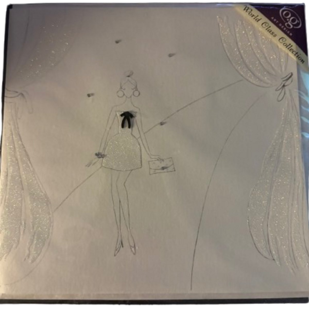 Fashion Wenskaart met Strik – Luxe Designkaart met Mode Illustratie – o.g Art Design – Inclusief Envelop – World Class Collection