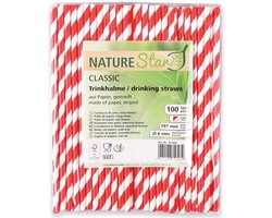 NATURE Star papieren rietjes groen/wit gestreept 197mm - 100 stuks
