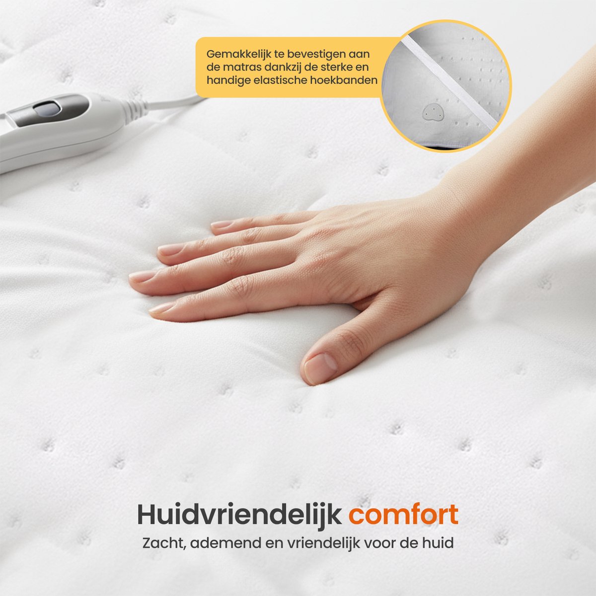 Goliving Elektrische Onderdeken – 2–Persoons – Warmtedeken – Elektrische Deken – 3 Warmtestanden – Timerfunctie – 60 Watt – Polyester – 160 x 140 cm – Wit — cadeau in Cadeau-ideeën - foto 4