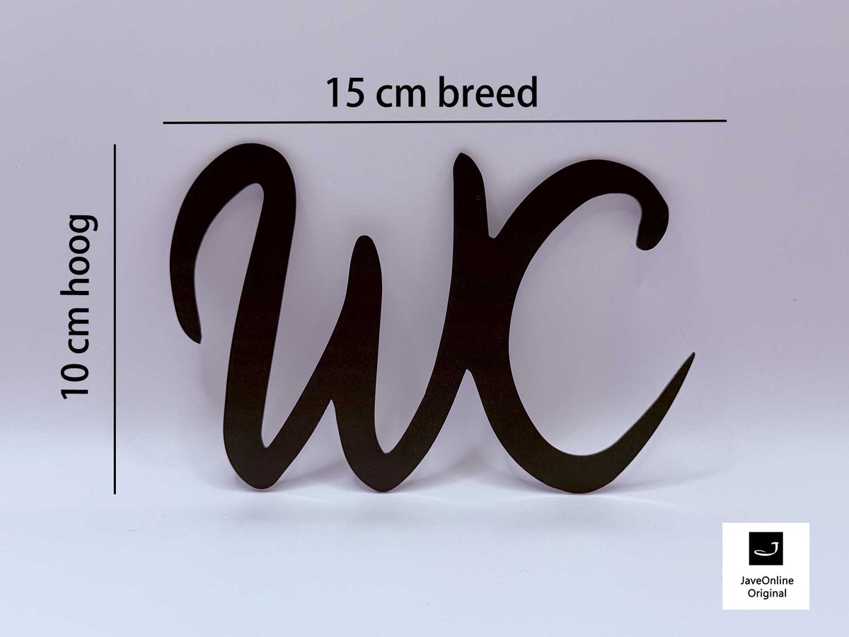 WC Pictogram - minimalistisch lettertype - zwart acryl - Inclusief klevers - Toilet deurbord - WC plaat