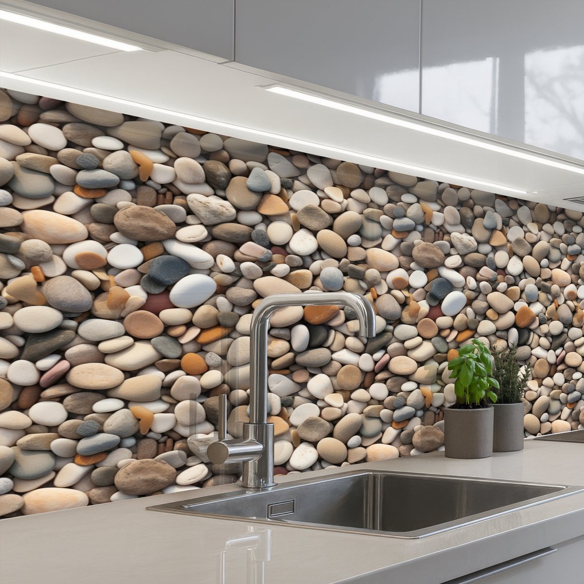 Keuken achterwand 250x80 cm - Spatscherm zelfklevend Matte - Lichte - Stenen - Muurbeschermer - Spatwand fornuis