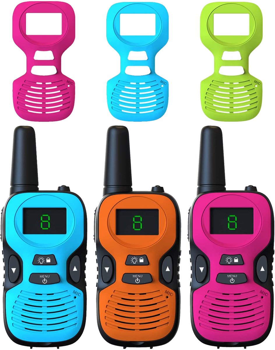 ODESSEY Walkie Talkie - Wisselbare Kleuren - voor Kinderen & Volwassenen - Walkie Talkies - Portofoon - 3Pack