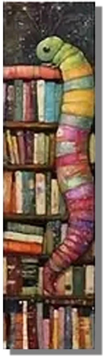Boekenlegger Boekenwurm – Bladwijzer - Dubbelzijdig – 15 × 4 cm – Stevig karton