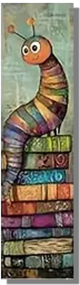 Boekenlegger Boekenwurm – Bladwijzer - Dubbelzijdig – 15 × 4 cm – Stevig karton