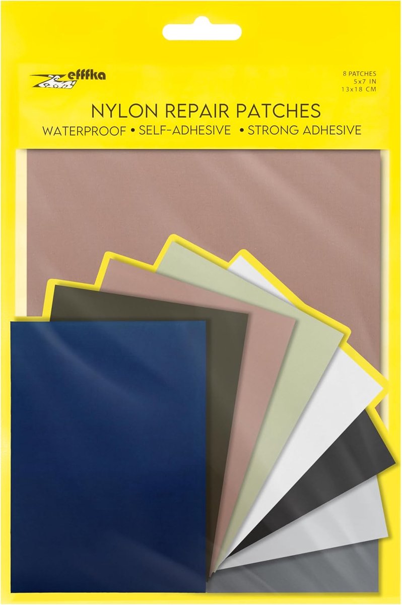 Zelfklevende Nylon Reparatiepatch Set - Waterdicht en Duurzaam voor Jassen, Tenten en Rugzakken - 8 Kleuren - Handige Toepassing zonder Strijkijzer