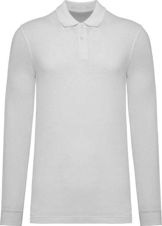 Witte polo met lange mouwen en knoopsluiting.