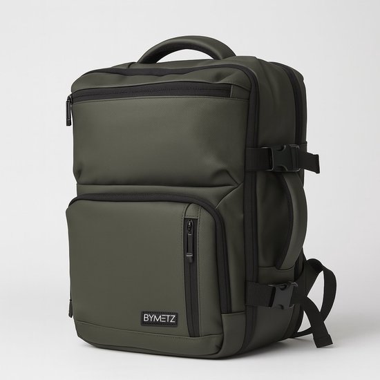 Sac à dos 40 x 25 x 20 cm - Capacité maximale Ryanair 40 x 20 x 25 cm - Sac à dos pour ordinateur portable 13,3 pouces - Bretelles réglables et sangle de poitrine - Matériau imperméable - Housse Smart pour valise - Sac à dos ByMetz® Premium Olive