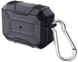 Telestore - Hoesje geschikte voor AirPods Pro 3 - TPU hybride hoesje Beschermhoes - Shockproof AirPods Pro 3 Cover - AirPods Pro 3 Hoesje - Geschikt voor Apple Airpods Pro 3 - zwart - hard en TPU cover met sleutelhanger