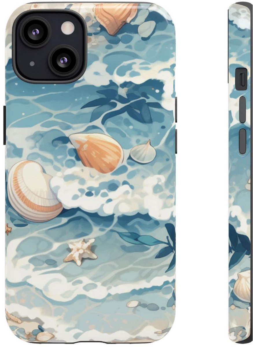 Zeesterren en Schelpen op Oceaangolven – Telefoonhoesje Geschikt voor iPhone 13