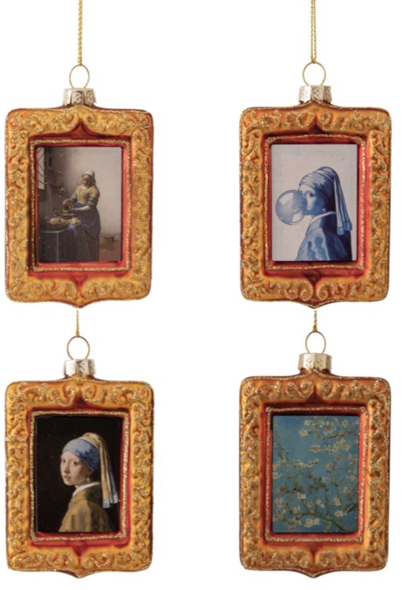 Kunsttegeltje.nl - Kerstballenset van 4 - Klassiek