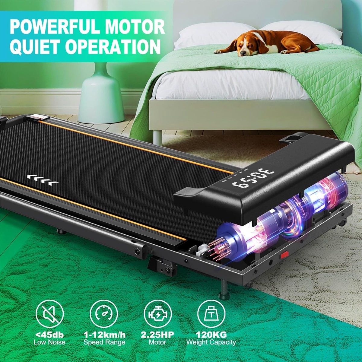 Afbeelding 2 van Lexium loopband - walking pad - loopband fitness - loopband inklapbaar - loopbanden - loopband met hellingfunctie - loopbanden voor thuis (EAN: ...2144)