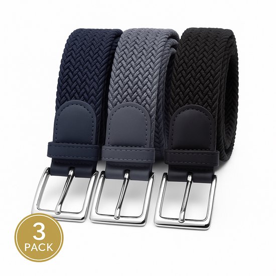 Glamexx24 elastische stoffen riem Gevlochten Unisex stretch riem Rekbare riem voor dames en heren