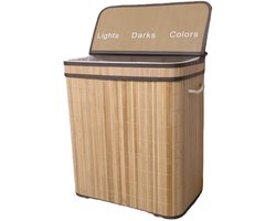 Ceruzo Wasmand 3 Vakken – Bamboe Wassorteerder 100L – Wasbare Binnenzak – H60 cm – Naturel