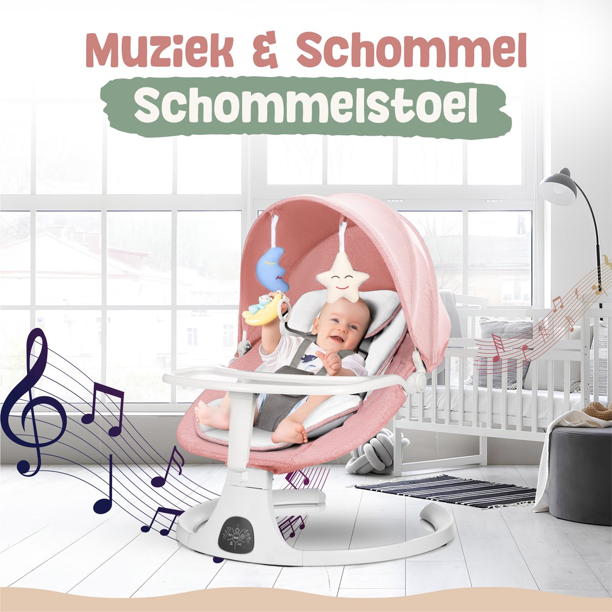 Elovia Elektrische Wipstoel - Muziek en Swing Opties - Roos thumbnail 5