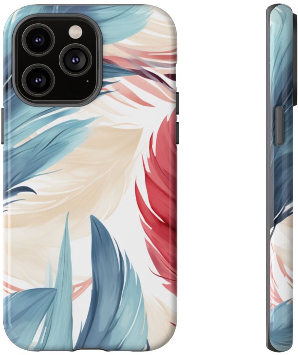 Blauw-Rood Verenpatroon – Telefoonhoesje Geschikt voor iPhone 14 Pro Max