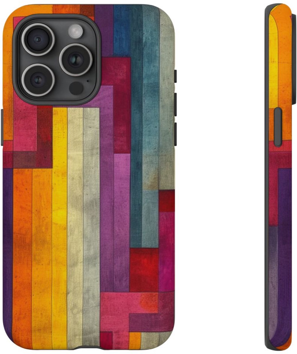 Kleurrijk Geometrisch Abstract Patroon – Telefoonhoesje Geschikt voor iPhone 15 Pro Max