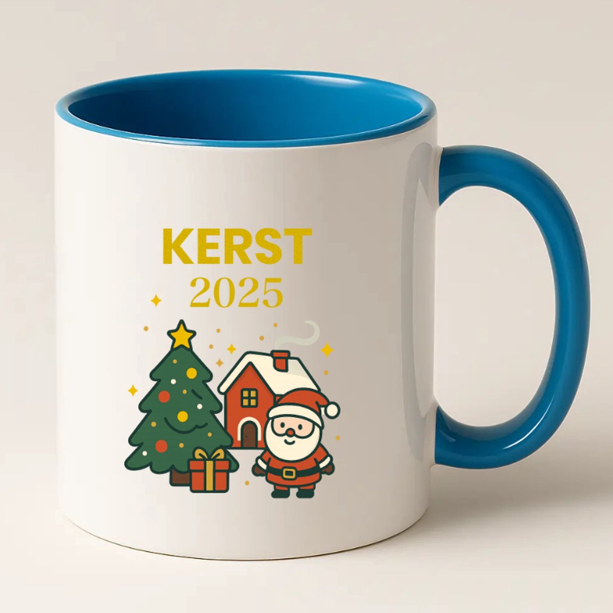 Kerstmok 2025 Blauwe mok - Leuk cadeautje voor onder de Kerstboom - Kerst mok - Kerstcadeautje