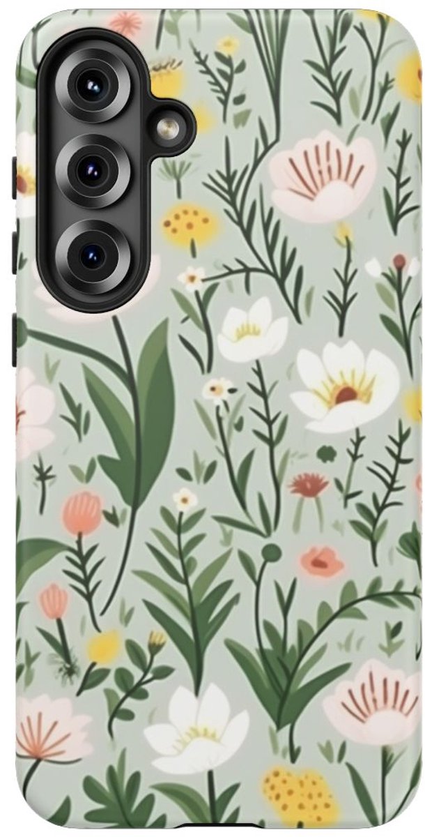 Weelderig Bloemenweidepatroon – Telefoonhoesje Geschikt voor Samsung Galaxy S25 Plus