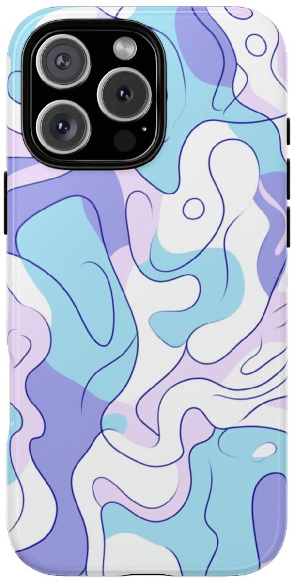 Abstract Blauw-Paars Lijnenspel – Telefoonhoesje Geschikt voor iPhone 16 Pro Max