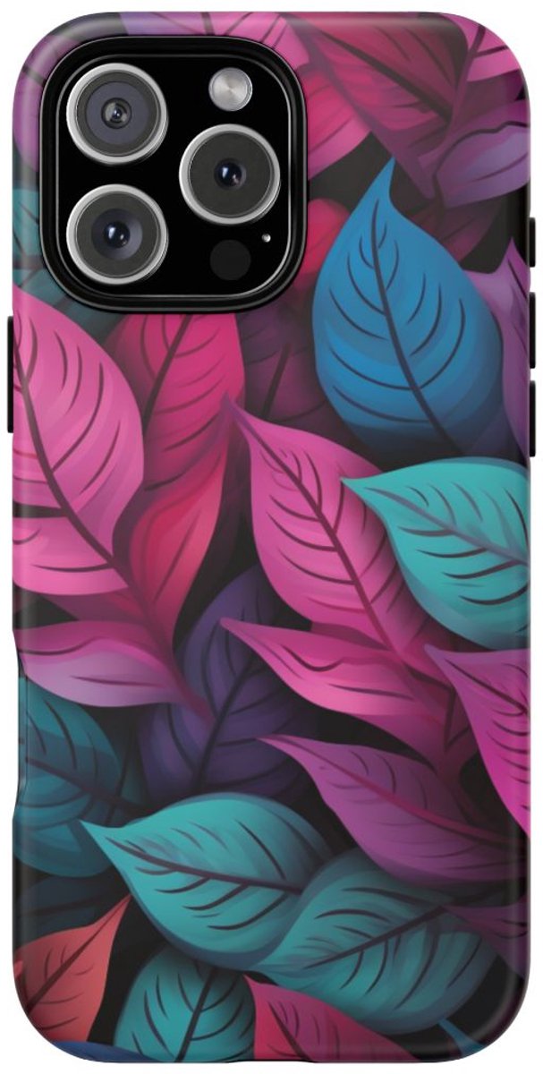 Kleurrijk Abstract Bladerenpatroon – Telefoonhoesje Geschikt voor iPhone 16 Pro Max