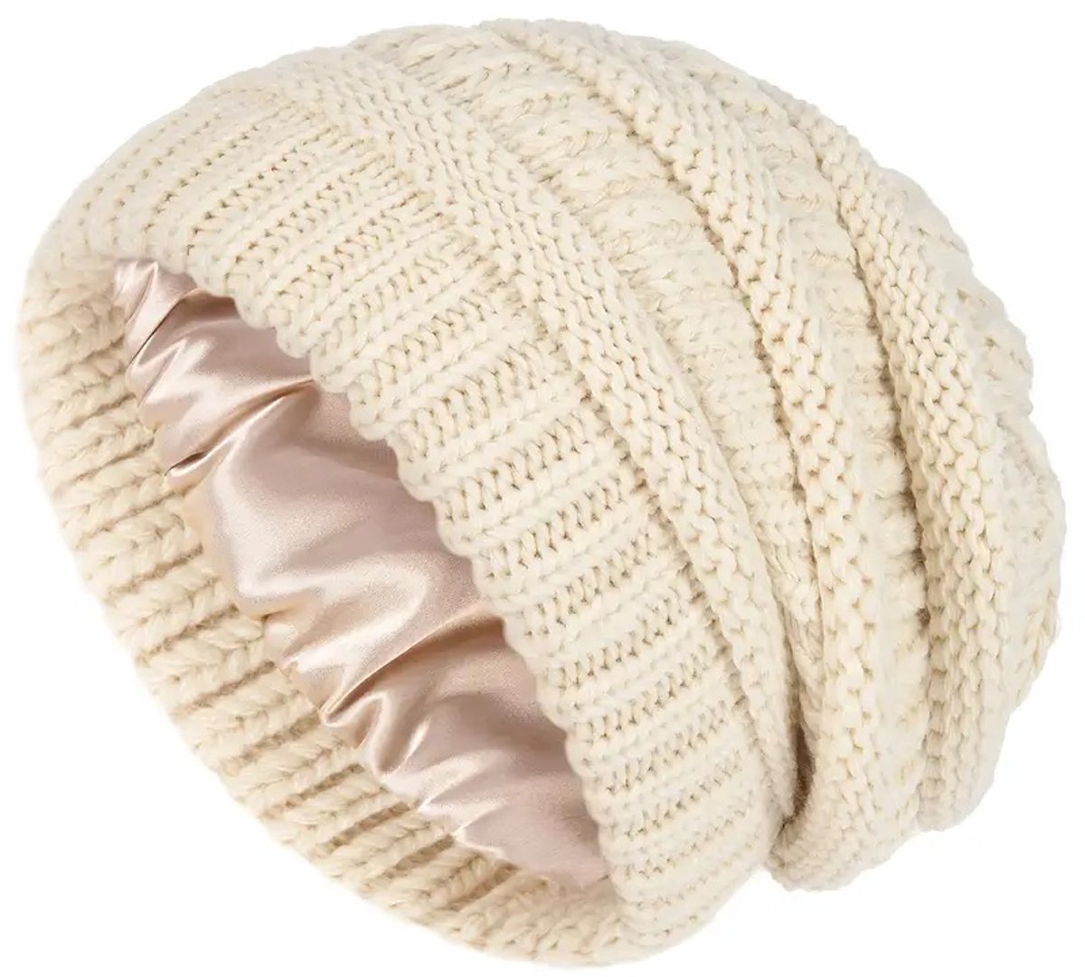 Sjtoer® Muts - Wintermuts - One size - Beige - Unisex - Muts dames - Muts heren - Gebreide – Warme Gevoerde Beanie