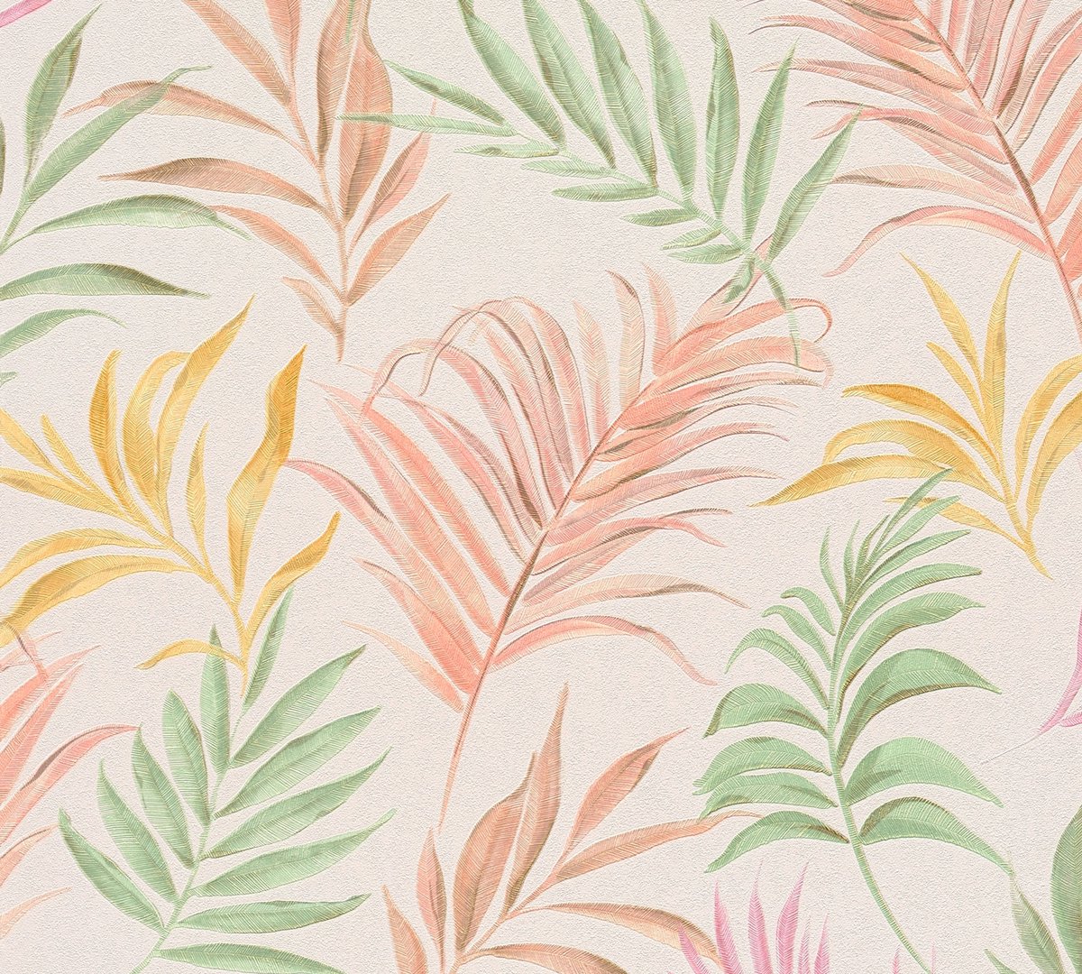 PALMBLADEREN BEHANG | Botanisch - Crème Groen Roze Geel - A.S. Création CosmoLiving by Cosmopolitan CM791083