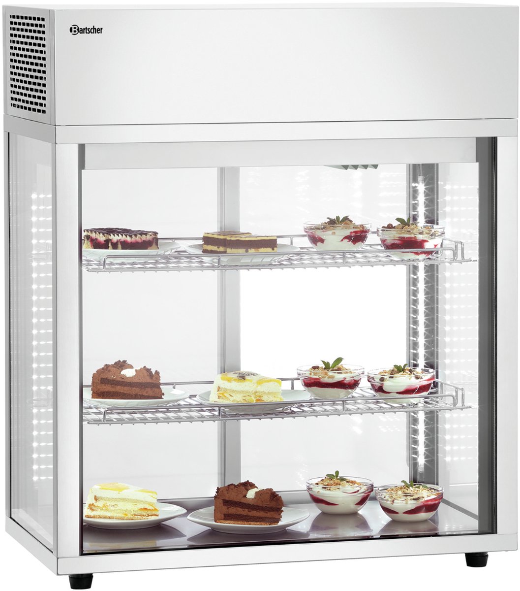 Bartscher Tafelmodel Koelvitrine - 177L - LED Verlichting - Schuifdeuren Glas-1°C/+7°C - 805x445x935mm rvs