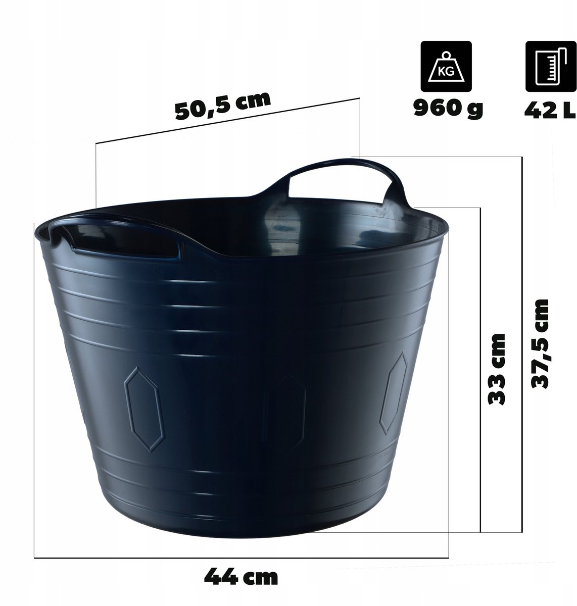 KADAX Flexibele mand universele wasbak 42L marineblauw