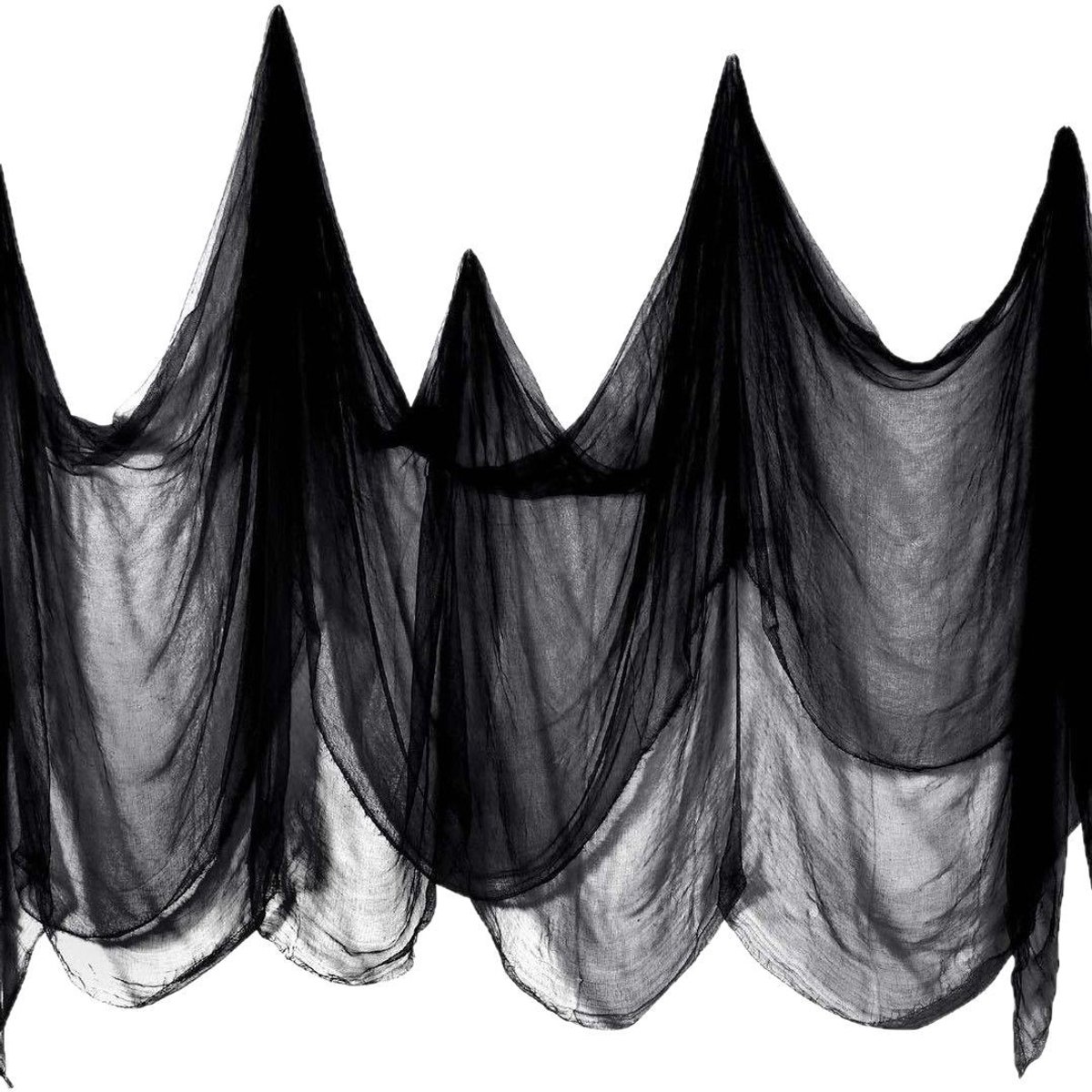 Halloween decoraties - Zwarte Halloween decoratie - 200x600cm Creepy Zwart Doek - alloween Feestartikelen - Vrij te knippen - DIY-arrangement - Geschikt voor buiten, feesten en Halloweendecoraties - Zwart