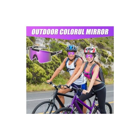 Fietsbrillen, sportzonnebrillen voor mannen en vrouwen, gepolariseerde brillen voor fietsen, hardlopen, bergbeklimmen, kamperen (paars) van Gritin — afbeelding 4