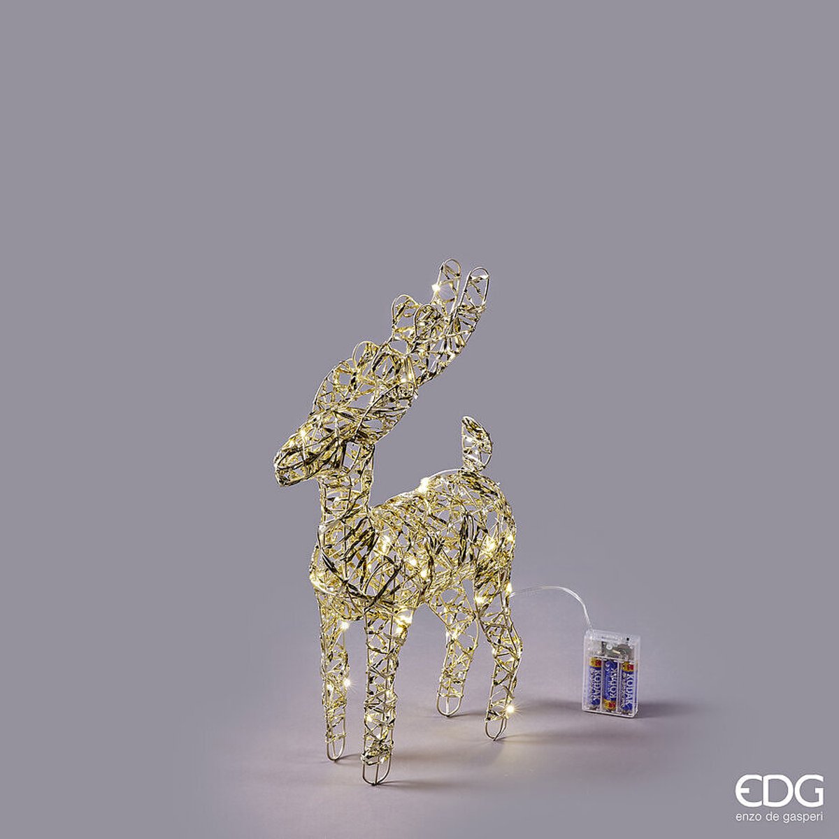 EDG - Enzo De Gasperi - Rendier LED Kerst – Goudkleurig vlechtwerk - H37 D25 L12