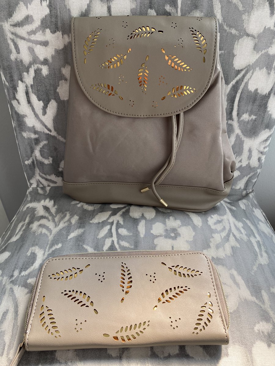 dames rugzak incl bijpassende portemonnee - taupe bruin zand kleur - reistas - cadeau - 2 delig - bag - travel
