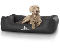 Knuffelwuff laser-gewatteerd kunstleer hondenbed Milan XL 105 x 75cm zwart